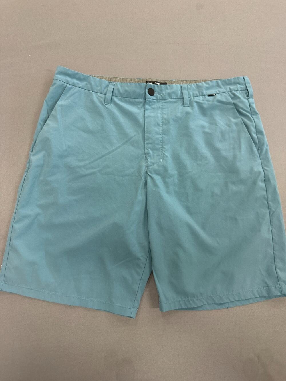 Hurley Phantom Hybrid Shorts Mens 36 Teal Stretch Flat Front Quick Dry Boardshor